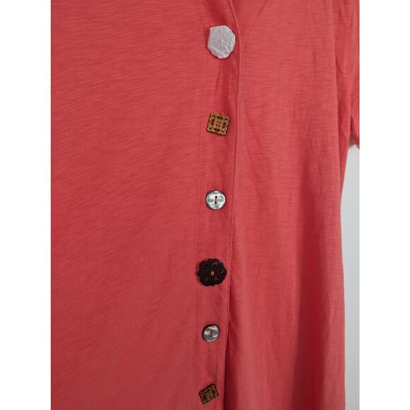 NWOT Soft Surroundings Danielle Button Mini Dress in Deep Sea Coral - Picture 4 of 8